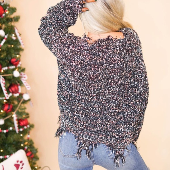 🆕🌿🖤FANTASTIC FAWN: BLACK MIX Loose Fit Sweater SMALL - Picture 3 of 5